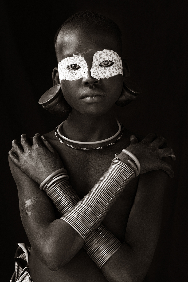 Fine art African tribal print portrait of a beautiful Suri Girl
