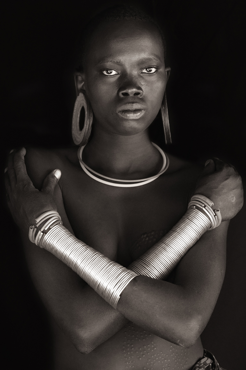 Fine art African tribal print portrait of an Elegant Suri Girl